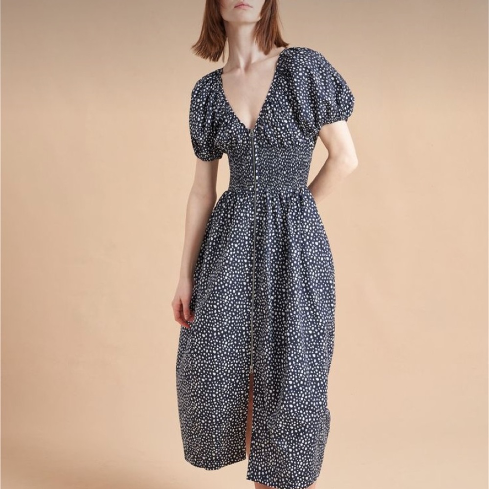 La Ligne Celina Dress in Navy/White Dot